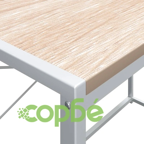 Компютърно бюро, бяло и дъб, 110x60x138 см, инженерно дърво ➤ топ цена ➤ sorbe.bg