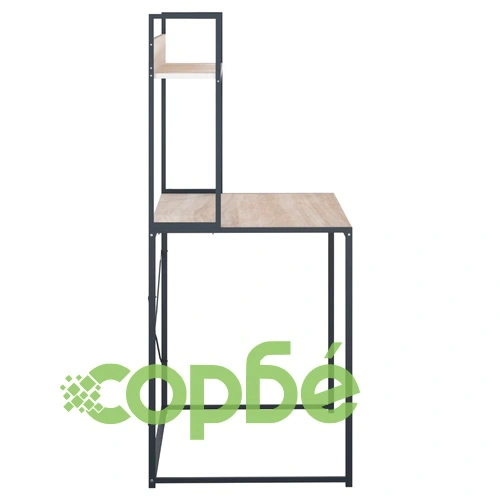 Компютърно бюро, черно и дъб, 110x60x138 см, инженерно дърво ➤ топ цена ➤ sorbe.bg