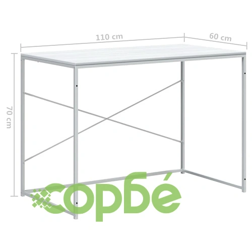 Компютърно бюро, бяло, 110x60x70 см, инженерно дърво ➤ топ цена ➤ sorbe.bg