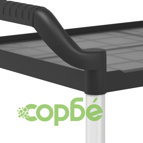 Количка на 3 нива, черна, 99x50x96 см, алуминий ➤ топ цена ➤ sorbe.bg