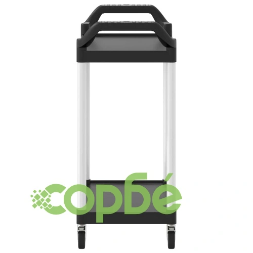 Количка на 2 нива, черна, 81x41x92 см, алуминий ➤ топ цена ➤ sorbe.bg