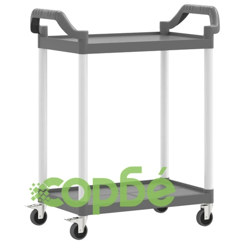 Количка на 2 нива, сива, 81x41x92 см, алуминий ➤ топ цена ➤ sorbe.bg