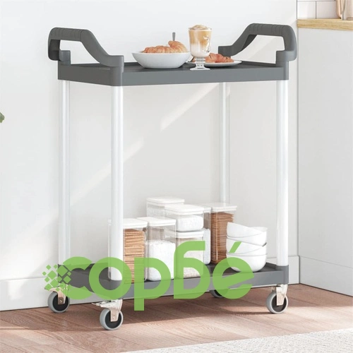 Количка на 2 нива, сива, 81x41x92 см, алуминий ➤ топ цена ➤ sorbe.bg