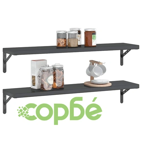 Стенни рафтове 2 бр 100x23,5x3 см черни неръждаема стомана ➤ топ цена ➤ sorbe.bg