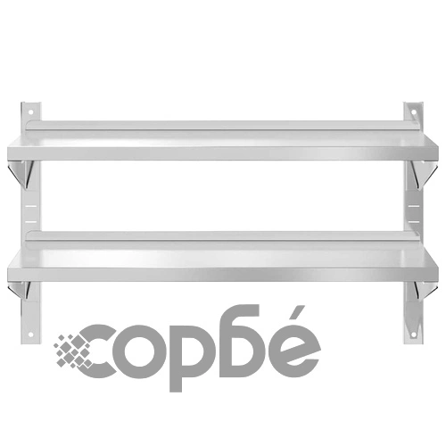 Стенен рафт на 2 нива 100x40x60 см сребрист неръждаема стомана ➤ топ цена ➤ sorbe.bg