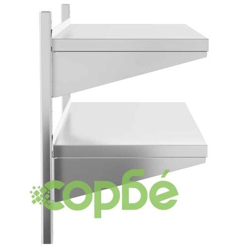 Стенен рафт на 2 нива 100x40x60 см сребрист неръждаема стомана ➤ топ цена ➤ sorbe.bg