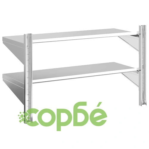 Стенен рафт на 2 нива 100x40x60 см сребрист неръждаема стомана ➤ топ цена ➤ sorbe.bg