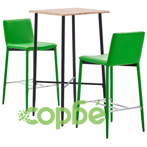 Бар комплект от 3 части, изкуствена кожа, зелен ➤ топ цена ➤ sorbe.bg
