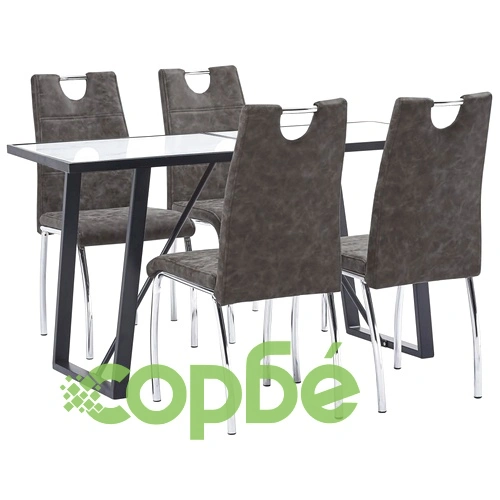 Трапезен комплект от 5 части, кафяв, изкуствена кожа ➤ топ цена ➤ sorbe.bg