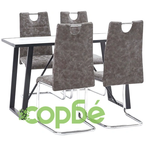 Трапезен комплект от 5 части, кафяв, изкуствена кожа ➤ топ цена ➤ sorbe.bg