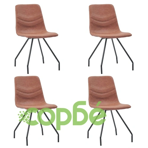 Трапезен комплект от 5 части, кафяв, изкуствена кожа ➤ топ цена ➤ sorbe.bg