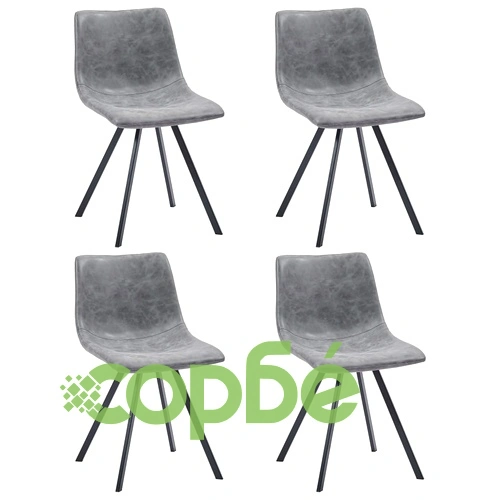 Трапезен комплект от 9 части, сив, изкуствена кожа ➤ топ цена ➤ sorbe.bg