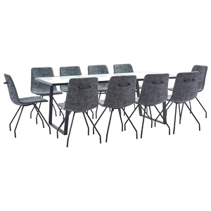 Трапезен комплект от 11 части, черен, изкуствена кожа