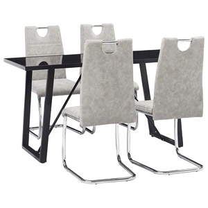 Трапезен комплект от 5 части, светлосив, изкуствена кожа