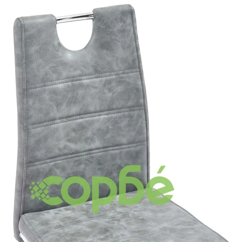 Трапезен комплект от 9 части, сив, изкуствена кожа ➤ топ цена ➤ sorbe.bg