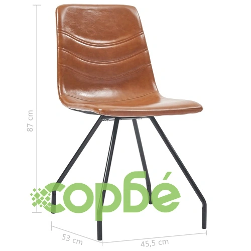 Трапезен комплект от 9 части, коняк, изкуствена кожа ➤ топ цена ➤ sorbe.bg