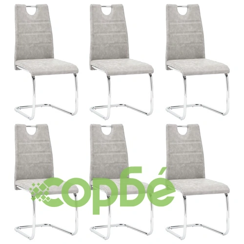 Трапезен комплект от 11 части, светлосив, изкуствена кожа ➤ топ цена ➤ sorbe.bg