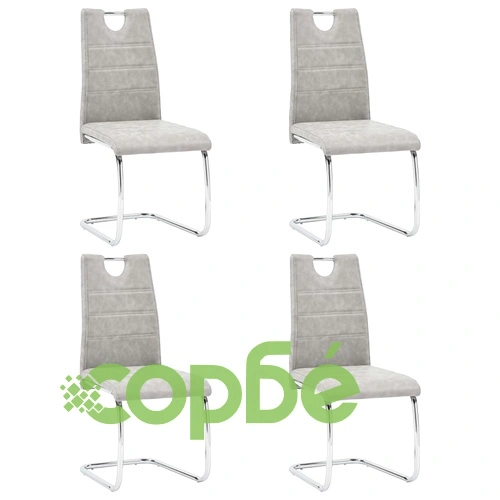 Трапезен комплект от 11 части, светлосив, изкуствена кожа ➤ топ цена ➤ sorbe.bg