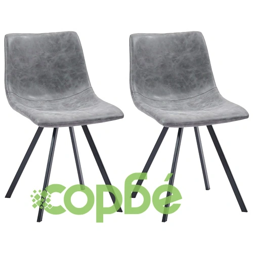 Трапезен комплект от 9 части, сив, изкуствена кожа ➤ топ цена ➤ sorbe.bg