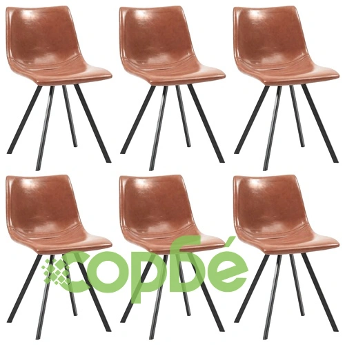 Трапезен комплект от 11 части, коняк, изкуствена кожа ➤ топ цена ➤ sorbe.bg