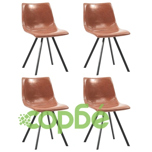 Трапезен комплект от 11 части, коняк, изкуствена кожа ➤ топ цена ➤ sorbe.bg