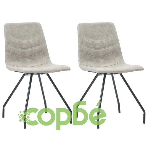 Трапезен комплект от 9 части, сив, изкуствена кожа ➤ топ цена ➤ sorbe.bg