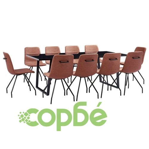 Трапезен комплект от 11 части, кафяв, изкуствена кожа ➤ топ цена ➤ sorbe.bg