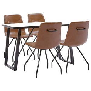 Трапезен комплект от 5 части, коняк, изкуствена кожа