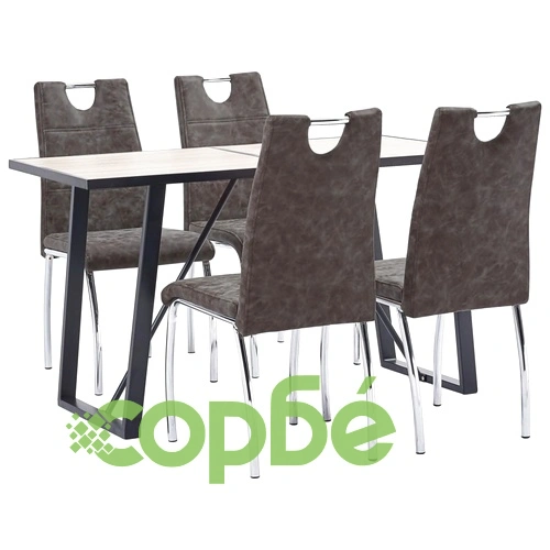 Трапезен комплект от 5 части, кафяв, изкуствена кожа ➤ топ цена ➤ sorbe.bg