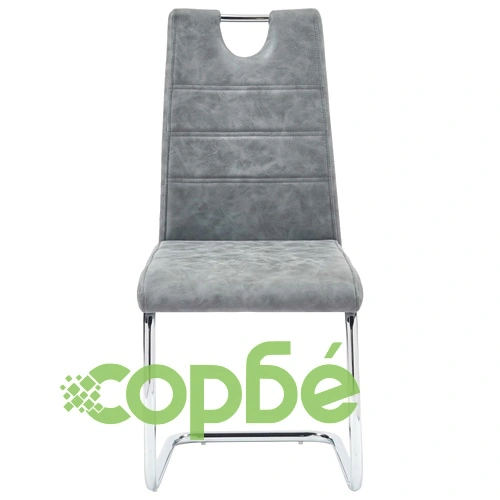 Трапезен комплект от 5 части, сив, изкуствена кожа ➤ топ цена ➤ sorbe.bg