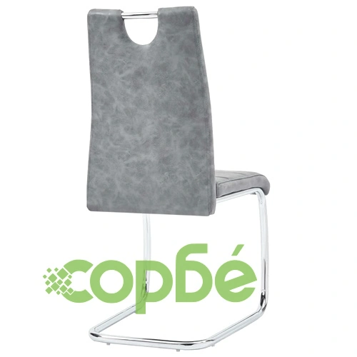 Трапезен комплект от 5 части, сив, изкуствена кожа ➤ топ цена ➤ sorbe.bg