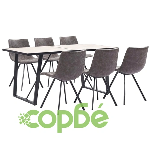 Трапезен комплект от 7 части, кафяв, изкуствена кожа ➤ топ цена ➤ sorbe.bg