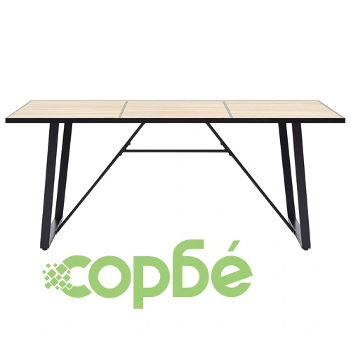 Трапезен комплект от 9 части, черен, изкуствена кожа ➤ топ цена ➤ sorbe.bg