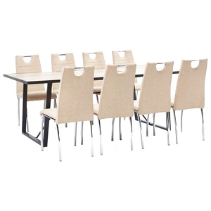 Трапезен комплект от 9 части, кремав, изкуствена кожа