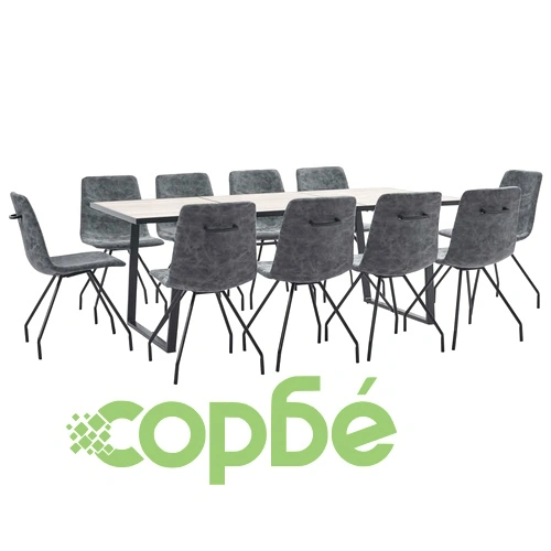 Трапезен комплект от 11 части, черен, изкуствена кожа ➤ топ цена ➤ sorbe.bg