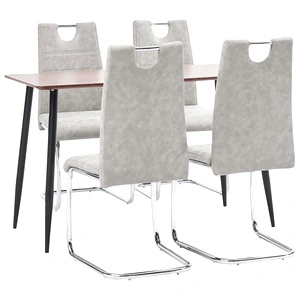 Трапезен комплект от 5 части, светлосив, изкуствена кожа