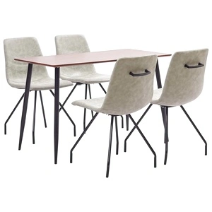 Трапезен комплект от 5 части, сив, изкуствена кожа