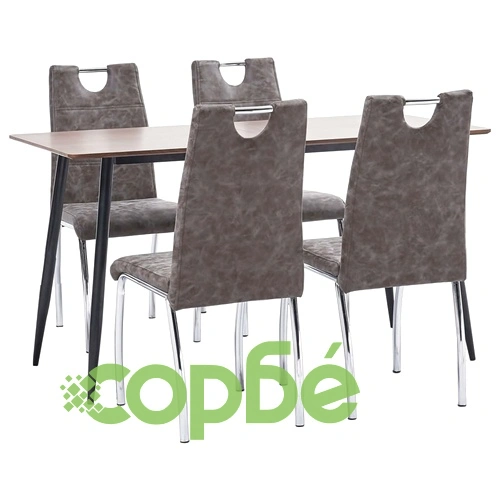 Трапезен комплект от 5 части, кафяв, изкуствена кожа ➤ топ цена ➤ sorbe.bg