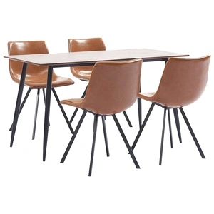 Трапезен комплект от 5 части, коняк, изкуствена кожа