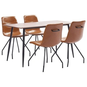 Трапезен комплект от 5 части, коняк, изкуствена кожа