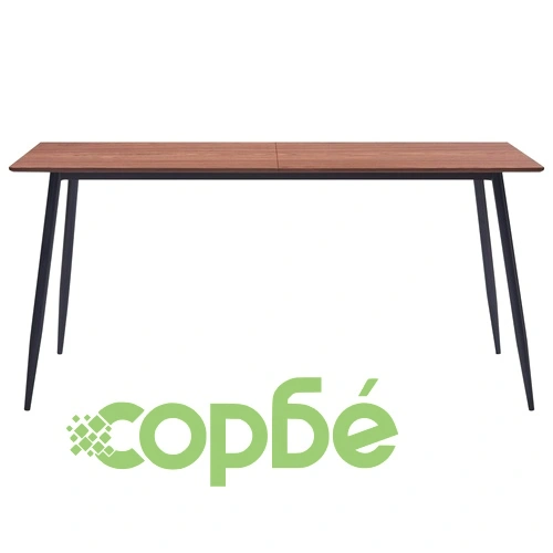 Трапезен комплект от 9 части, тъмнокафяв, изкуствена кожа ➤ топ цена ➤ sorbe.bg