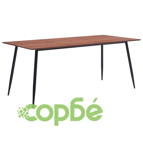 Трапезен комплект от 9 части, тъмнокафяв, изкуствена кожа ➤ топ цена ➤ sorbe.bg