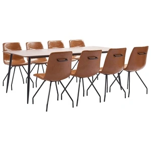 Трапезен комплект от 9 части, коняк, изкуствена кожа