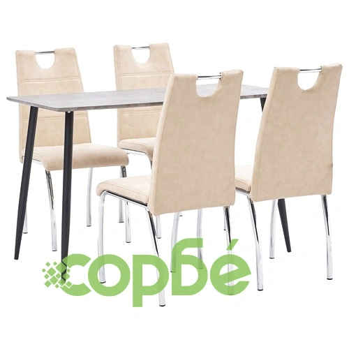 Трапезен комплект от 5 части, кремав, изкуствена кожа ➤ топ цена ➤ sorbe.bg