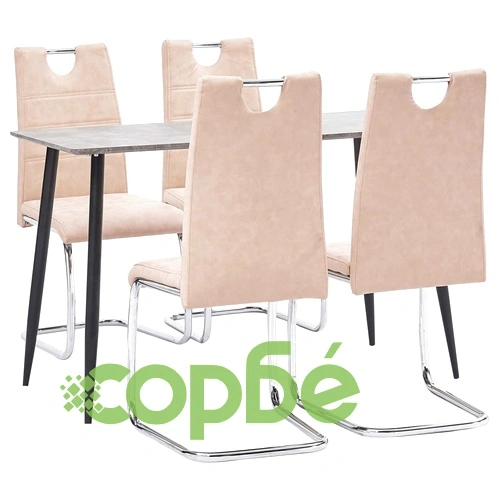 Трапезен комплект от 5 части, кремав, изкуствена кожа ➤ топ цена ➤ sorbe.bg