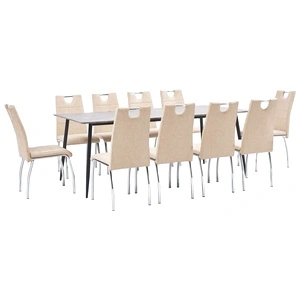 Трапезен комплект от 11 части, кремав, изкуствена кожа