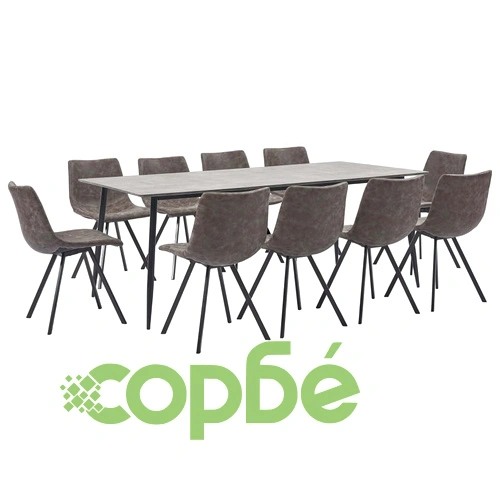 Трапезен комплект от 11 части, кафяв, изкуствена кожа ➤ топ цена ➤ sorbe.bg