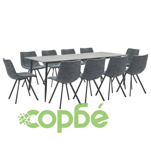 Трапезен комплект от 11 части, черен, изкуствена кожа ➤ топ цена ➤ sorbe.bg