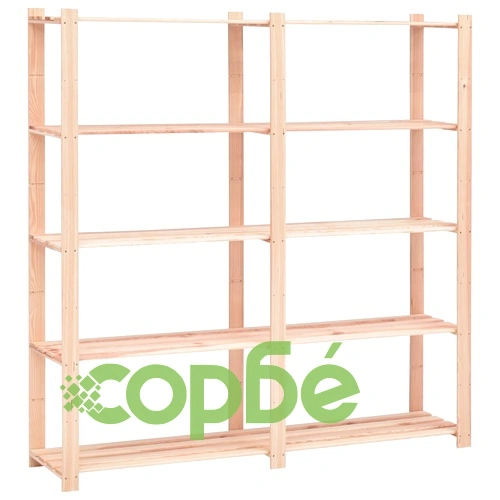 5-етажни стелажи, 10 бр, 170x38x170 см, бор масив, 500 кг ➤ топ цена ➤ sorbe.bg