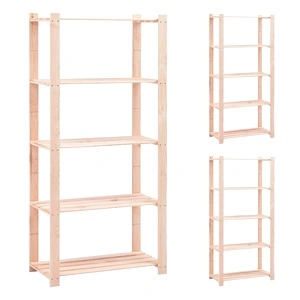 5-етажни стелажи, 3 бр, 80x38x170 см, бор масив, 250 кг